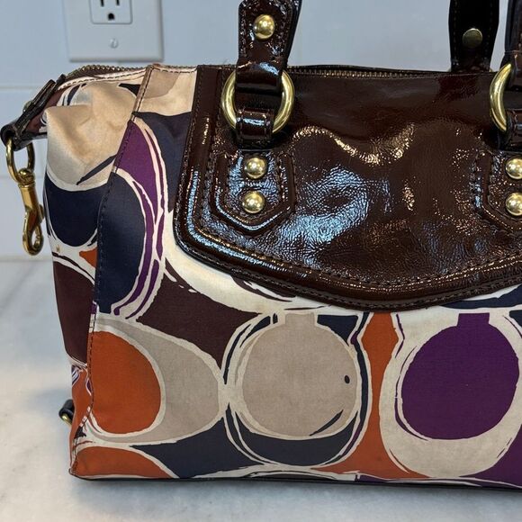 Coach Bag Purse Handbag Pocketbook Multicolor Sateen Ashley Scarf Print Satchel - Picture 5 of 16